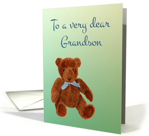 Happy Birthday Dear Grandson with Hand-painted Teddy Bear card