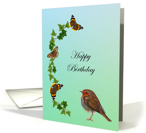 Happy Birthday with Robin, Ivy and Butterfly Scene card (1369466)