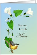 For my Lovely Mum Birthday Wishes with Painted Nuthatch Bird card