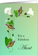 For a Fabulous Aunt; Hand-painted Morning Glory and Emperor Hawk Moths card