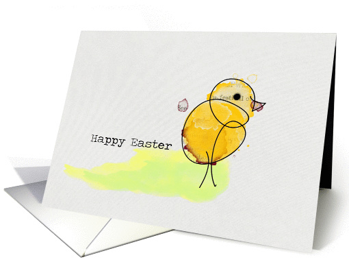 Happy Easter watercolor doodle Chick card (1367208)