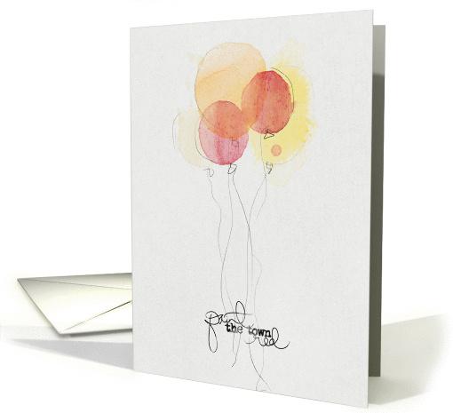 Paint the town red waterolor balloons birthday card (1369786)