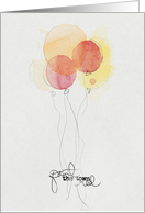 Paint the town red waterolor balloons birthday card