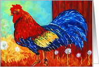 Red Barn Rooster - by Artist Kat Solinsky card