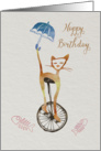 Cat on a unicycle-Birthday Card