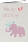 Kid’s Birthday with elephant and birds card