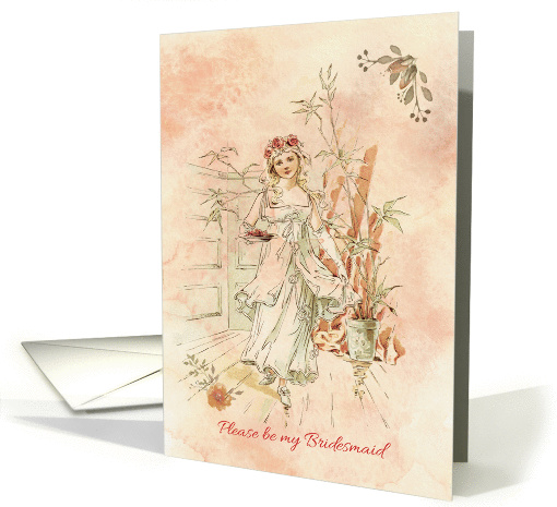Be my Bridesmaid card-Vintage watercolor theme. card (1368812)