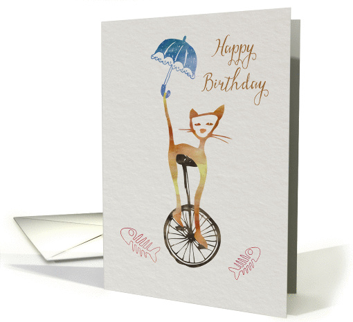 Cat on a unicycle-Birthday card (1369446)