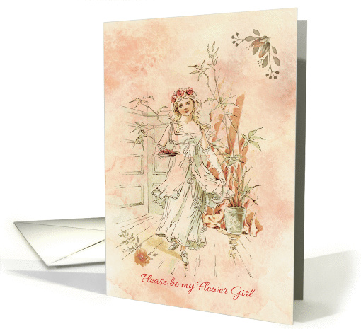 Please be my Flower Girl - Vintage watercolor theme card (1370516)