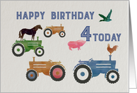 Fourth Birthday Farm Themed Card