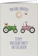 Invitation to a birthday party on a farm. card