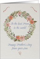 Mother’s Day from Son - Lovely Floral Wreath Design card