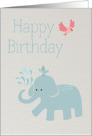 Babies Birthday with elephant and birds card