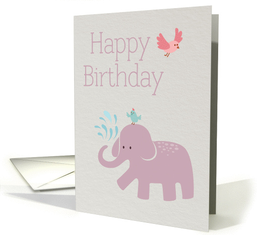 Kid's Birthday with elephant and birds card (1373866)