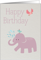 Kid’s Birthday with elephant and birds card