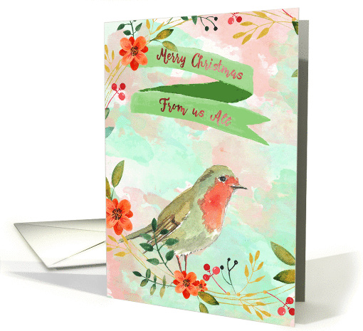 Merry Christmas, featuring a Robin, flowers and berries card (1380758)