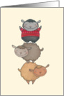 Three Sheep Standing on Top of Each Other, Arms Raised card