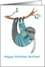 Happy Birthday Brother! Sloth in Teal Sweater card