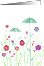 Whimsical Umbrellas Growing in the Flower Garden card