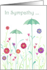 In Sympathy- Simple Watercolor Umbrellas Sprout in a Flower Garden card
