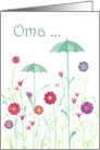 Thinking of You Oma- Tiny Umbrellas Sprouting Among the Flowers card