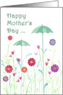 Happy Mothers Day- Charming Umbrellas Sprouting Amongst the Flowers card