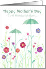 For a Wonderful Aunt on Mothers Day- Umbrellas in the Flower Garden card