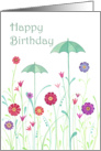 Umbrella Flower Happy Birthday Sister-in-Law card