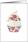 Whimsical Cupcake Decorated With Colorful Wildflowers card