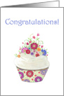 Congratulations! Cupcake with Flowers card