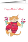 Happy Mother’s Day To Wife- Cute Cat With Flowers card