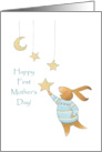 Happy First Mother’s Day Grandmother- Cute Bunny Rabbit Hanging Stars card