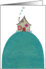 Little Love House on Hill - Charming Illustration in Bohemian Style card