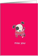 Miss You Cute Black and White Puppy Dog Wearing Sweater card