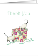 Thank You for the Wedding Gift Two Cats and Flower Patterned Gift Box card