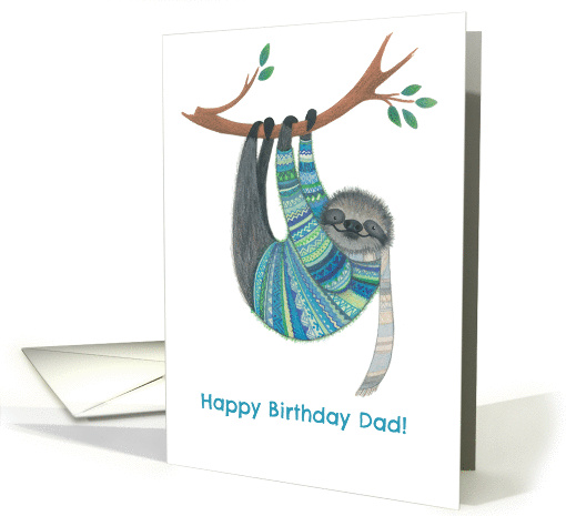 Happy Birthday Dad! Sloth in Teal Sweater card (1372662)