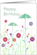 Umbrella Flower Happy Birthday card