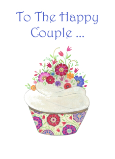 To the Happy Couple on Your Elopement- Cupcake with Flowers