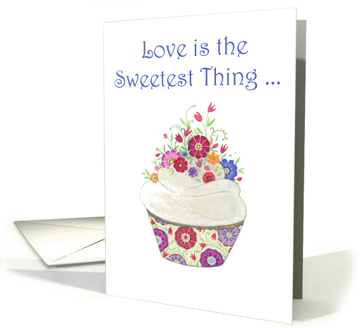 Congratulations on Your Vow Renewal - Sweet Cupcake with Flowers card