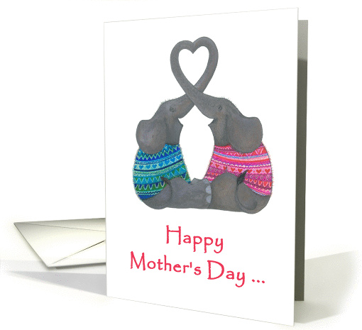 Happy Mother's Day From Both of Us- Two Elephants Making a Heart card