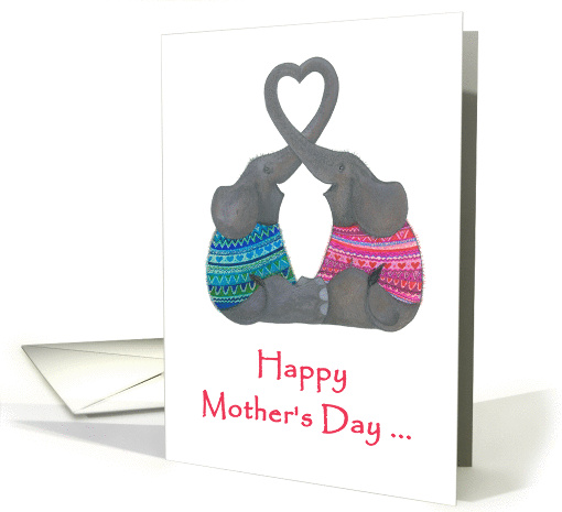 Happy Mother's Day for My Twin- Two Elephants Making a Heart card