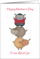 Happy Mother’s Day From All Of Us- Three Cute Funny Sheep Tower card