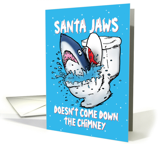 Santa Jaws Comes From The Toilet Funny Christmas card (1391574)