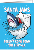 Santa Jaws Comes From The Toilet Funny Christmas card