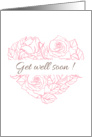 Get well soon. Friendly vintage card with a roses in a heart shape. card