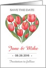 Save the date card with watercolor flower heart card