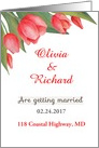 Wedding invitation card with watercolor tulip flowers card