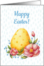 Easter watercolor card with Egg and flowers. card