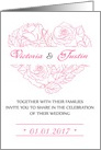 Pink rose heart invitation for your wedding card