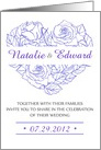 Light violet rose heart is on the invitation for your wedding card